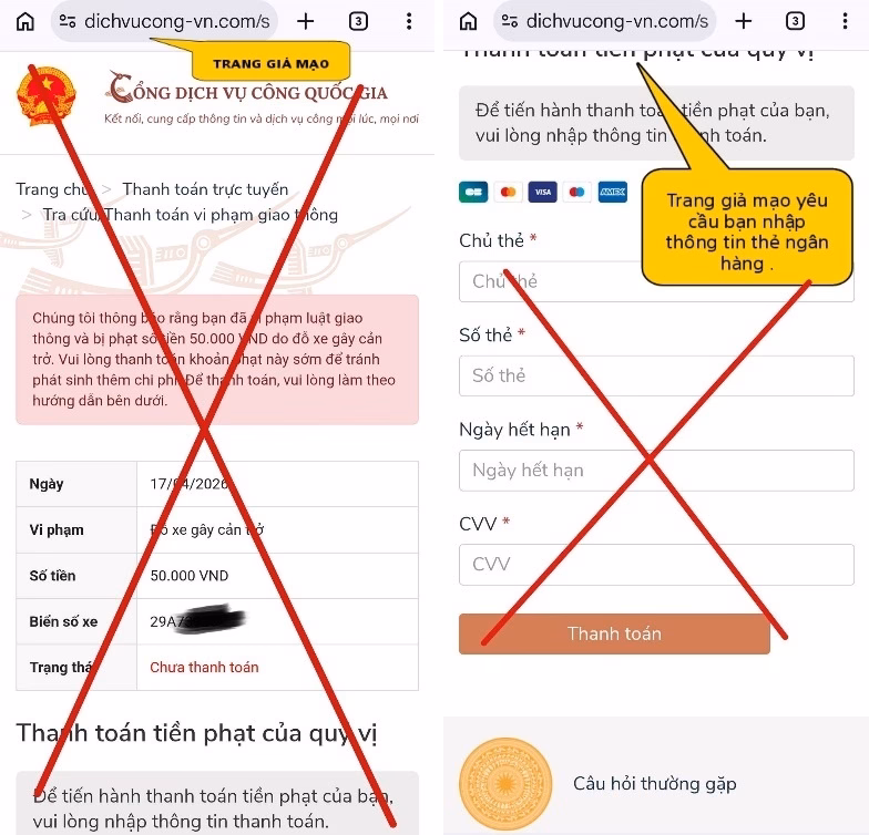 Giao diện tinh vi của website giả mạo nhằm đánh lừa người dùng cung cấp thông tin thẻ tín dụng.