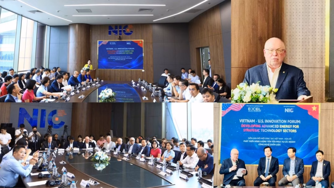 Đại diện NIC và Tập đoàn EXCEL Services Corporation tại Diễn đàn Đổi mới sáng tạo Việt Nam - Hoa Kỳ, thảo luận về lộ trình tháo gỡ "nút thắt" năng lượng cho các ngành công nghệ chiến lược.